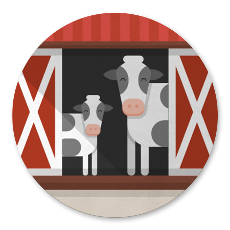 Boerderij schuur met koeien
